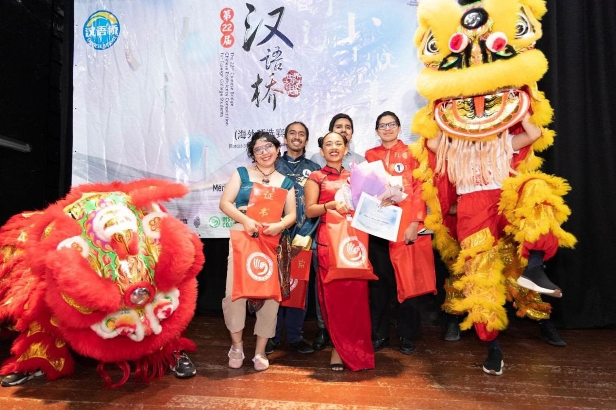 獲獎選手合影。尤卡坦自治大學(xué)孔子學(xué)院供圖