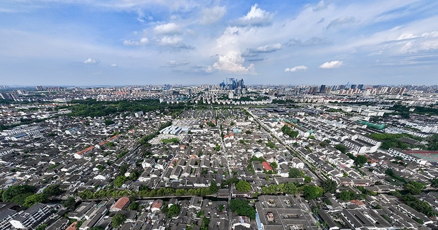 2023年7月3日拍攝的蘇州平江歷史文化街區(qū)（無人機照片）。新華社記者 李博 攝