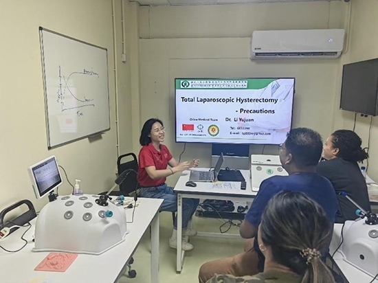 培訓(xùn)現(xiàn)場。第18期援圭亞那醫(yī)療隊供圖