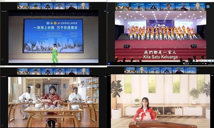 圖為開營(yíng)儀式上兩國營(yíng)員表演精彩節(jié)目。黎明職業(yè)大學(xué)供圖