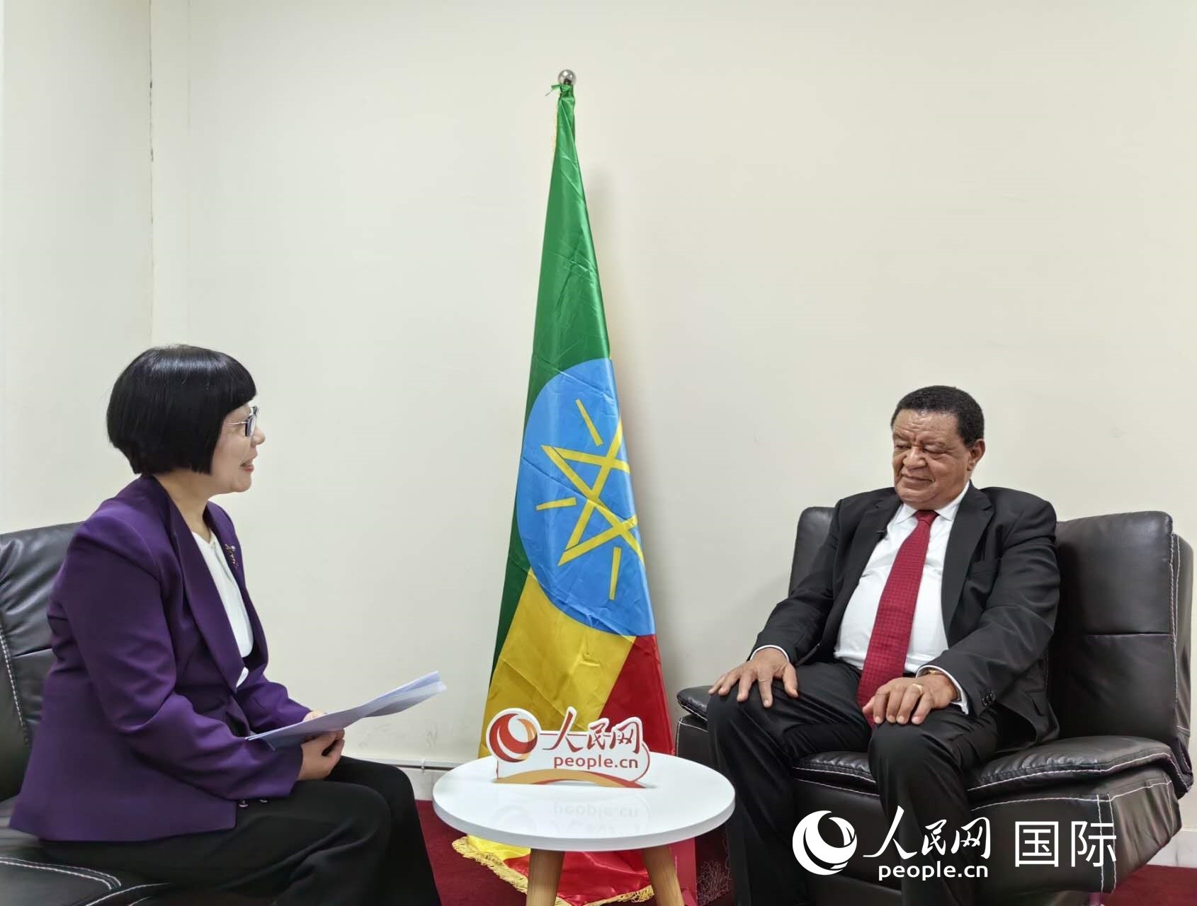 穆拉圖·特肖梅接受人民網(wǎng)記者唐維紅采訪。人民網(wǎng)記者 陳星星攝