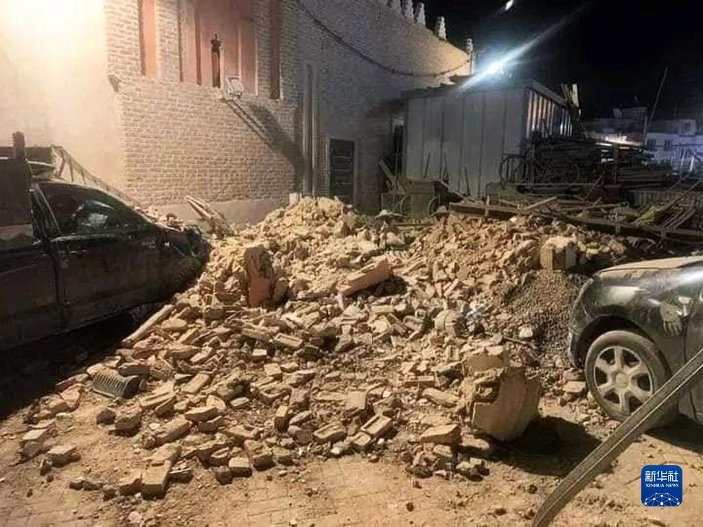 這是9月9日在摩洛哥南部城市馬拉喀什拍攝的震后景象。新華社發(fā)