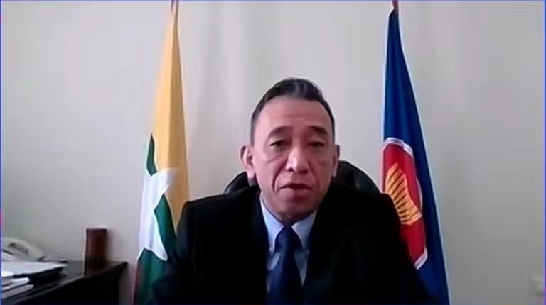 昂苗敏致辭。中國駐東盟使團(tuán)供圖