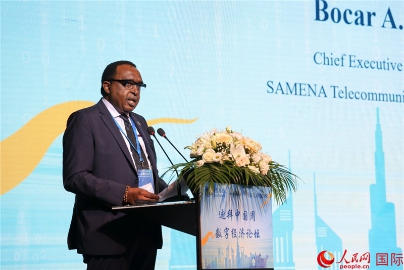 SAMENA電信協(xié)會首席執(zhí)行官博卡爾致辭。人民網(wǎng)記者任皓宇攝