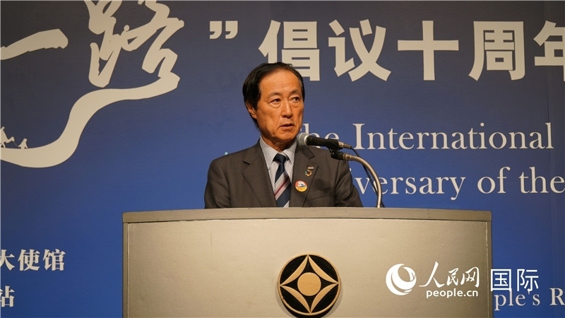 日本經(jīng)團聯(lián)副會長佐藤康博發(fā)言。人民網(wǎng) 蔣曉辰攝