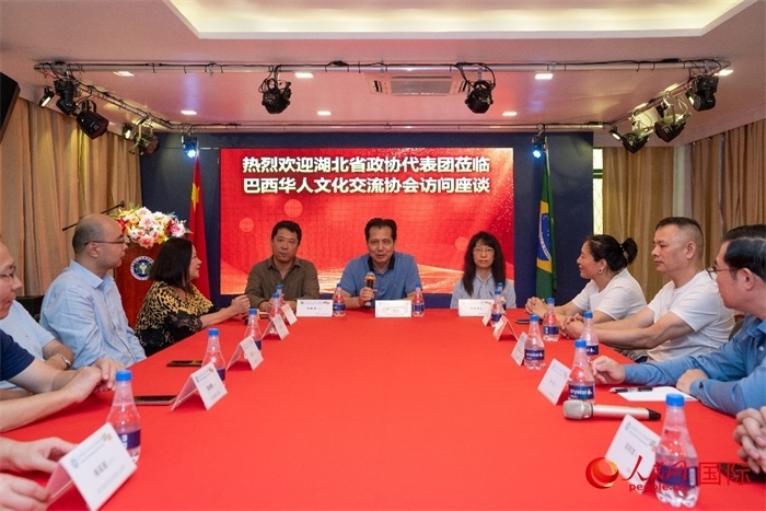 湖北省政協(xié)經(jīng)濟(jì)委員會主任王兆民（中）在座談會上致辭。 人民網(wǎng)記者 陳海琪攝