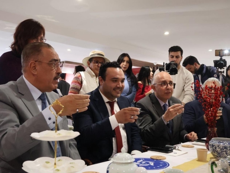 觀眾興致勃勃地體驗茶藝。陳芷珊攝