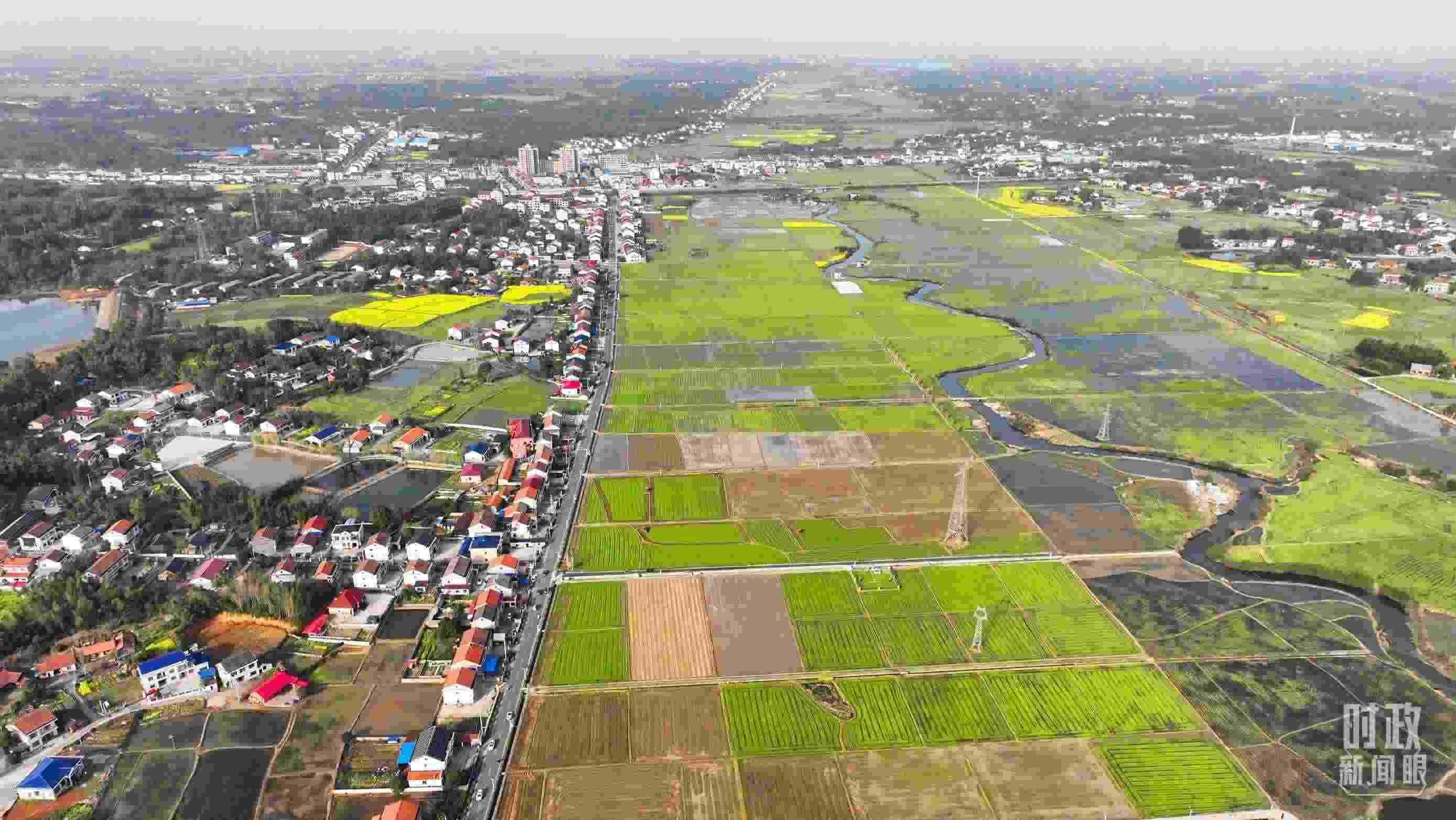 △俯瞰常德市謝家鋪鎮(zhèn)港中坪村。（總臺(tái)國(guó)廣記者李晉拍攝）