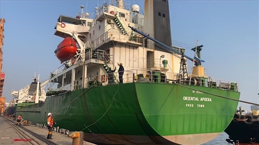 中蘇海運(yùn)直航貨輪靠泊蘇里南碼頭。中國駐蘇里南大使館供圖