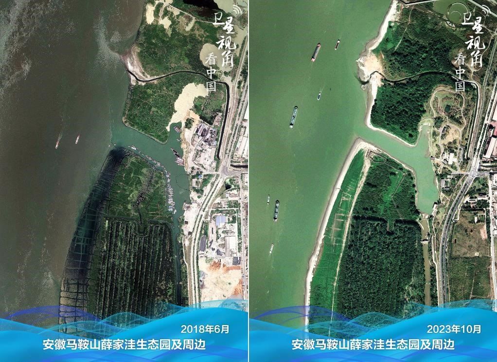 經(jīng)過整治后的安徽馬鞍山薛家洼生態(tài)園生機(jī)盎然。