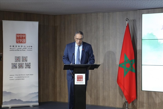 摩洛哥青年、文化和新聞部秘書(shū)長(zhǎng)邁斯歐迪致辭，摩洛哥中國(guó)文化中心供圖