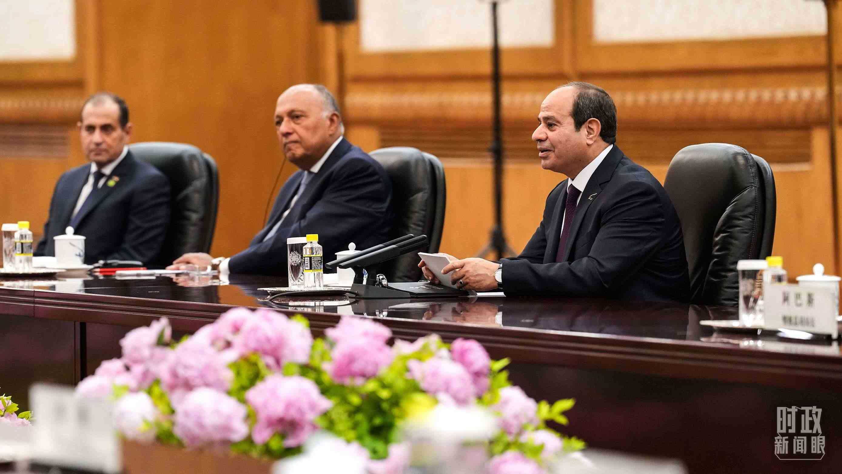 △會談中的塞西總統(tǒng)。（總臺國廣記者李晉拍攝）
