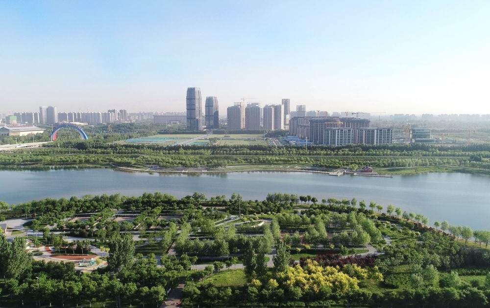 石家莊市滹沱河景色（2022年5月16日攝，無人機照片）。新華社記者 楊世堯 攝