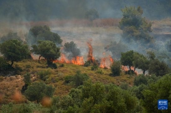 6月12日，以色列北部加利利地區(qū)遭受火箭彈襲擊后冒出滾滾濃煙。新華社發(fā)（阿亞爾·馬戈林?jǐn)z/基尼圖片社）