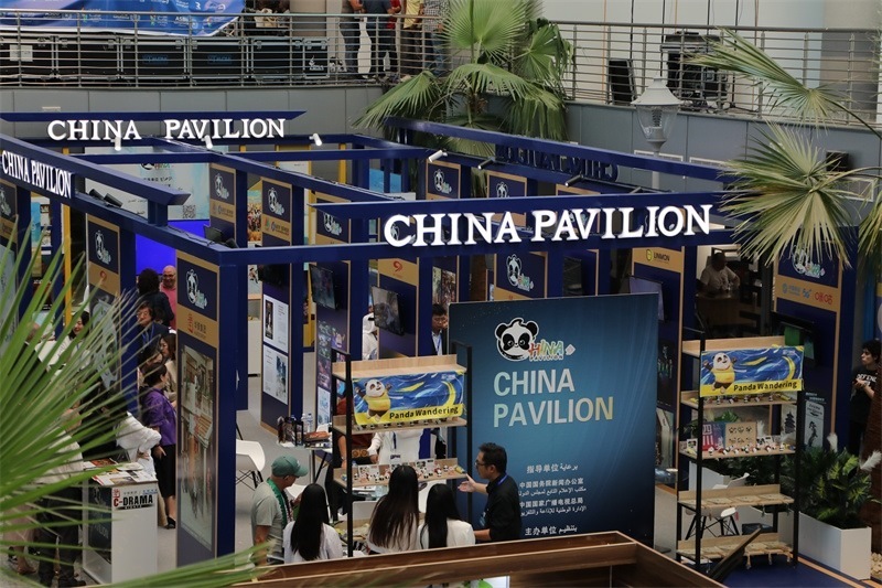 中國聯(lián)合展臺(tái)亮相阿拉伯廣播電視節(jié)。主辦方供圖