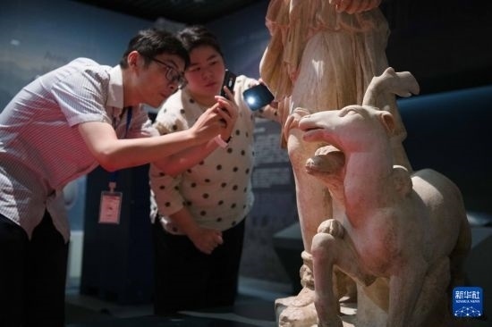 7月2日，安徽博物院工作人員在拍攝開箱后的古希臘文物。新華社記者 張端 攝