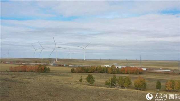 阿克莫拉風(fēng)電項目群位于哈薩克斯坦北部阿克莫拉州地區(qū)，距離首都阿斯塔納50公里。 人民網(wǎng)記者 葛泰佚攝