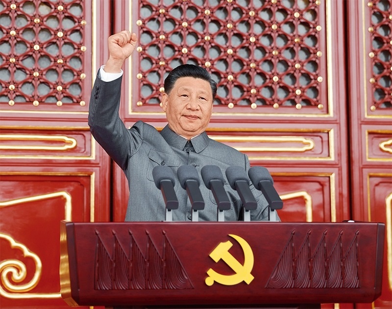 2021年7月1日，慶祝中國共產(chǎn)黨成立100周年大會在北京天安門廣場隆重舉行。中共中央總書記、國家主席、中央軍委主席習(xí)近平發(fā)表重要講話。 新華社記者 鞠鵬/攝