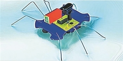 一種能夠在水面上滑行的自供電“蟲子”機器人。圖片來源：紐約州立大學賓漢姆頓分校