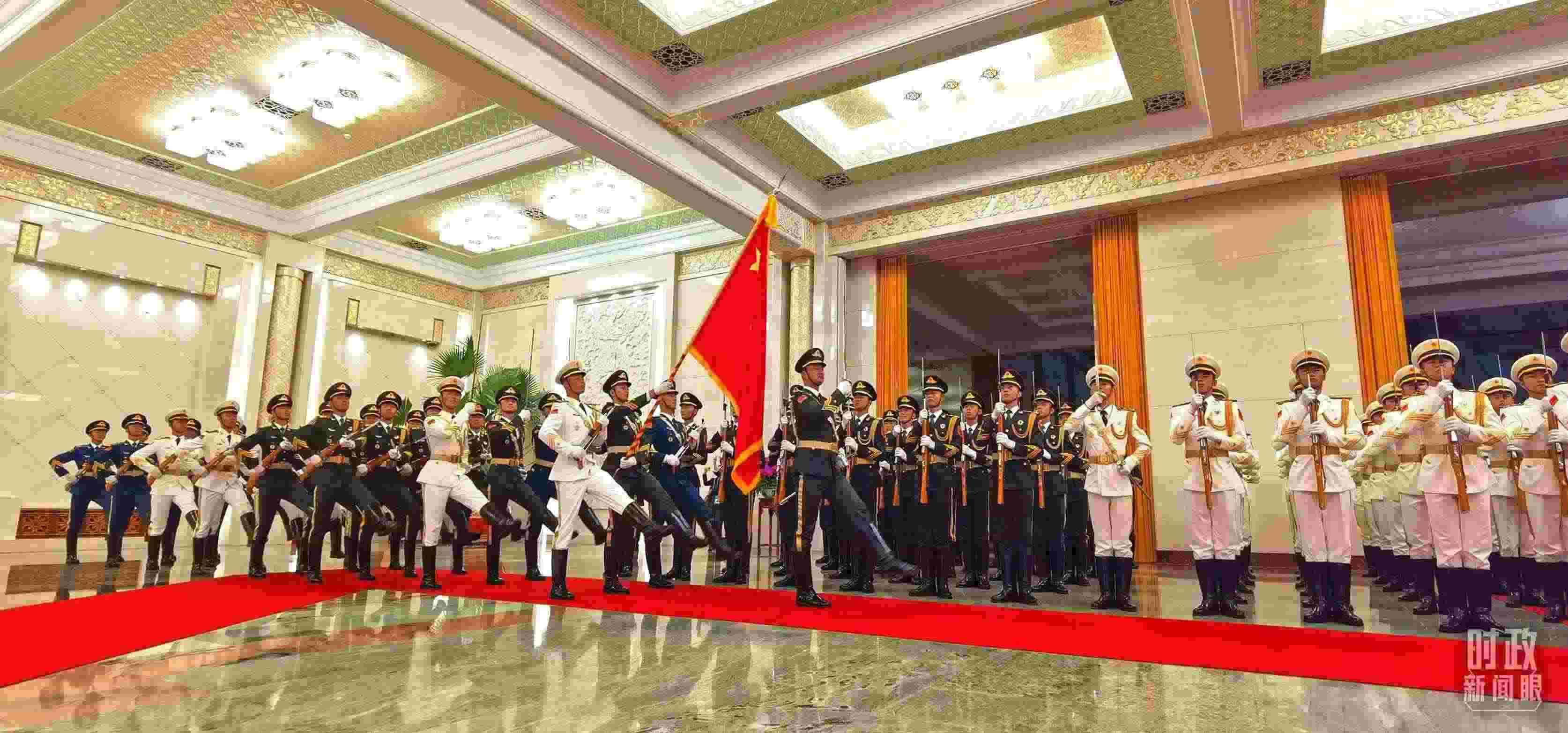 歡迎儀式上的儀仗隊(duì)。（總臺(tái)央視記者郭鴻拍攝）