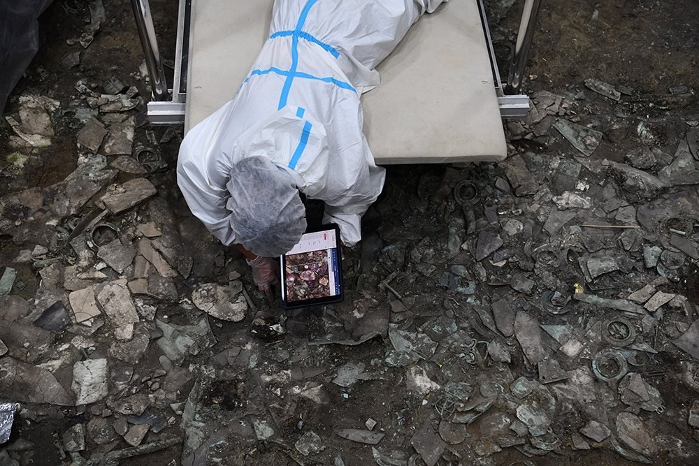 2022年6月28日，四川德陽，三星堆7號(hào)祭祀坑發(fā)掘現(xiàn)場(chǎng)。