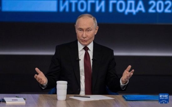 12月19日，在俄羅斯首都莫斯科，俄羅斯總統(tǒng)普京在“年度盤(pán)點(diǎn)”活動(dòng)上講話(huà)。新華社記者 白雪騏 攝