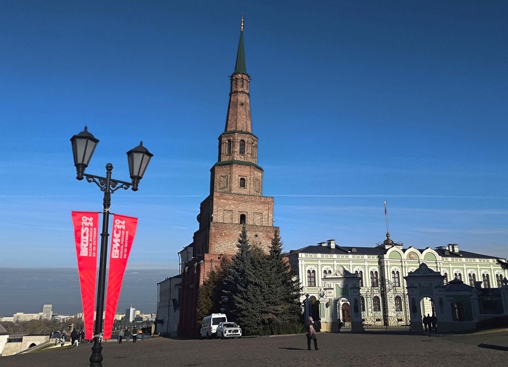 這是2024年10月20日拍攝的俄羅斯喀山克里姆林宮一景。新華社記者 丁海濤 攝