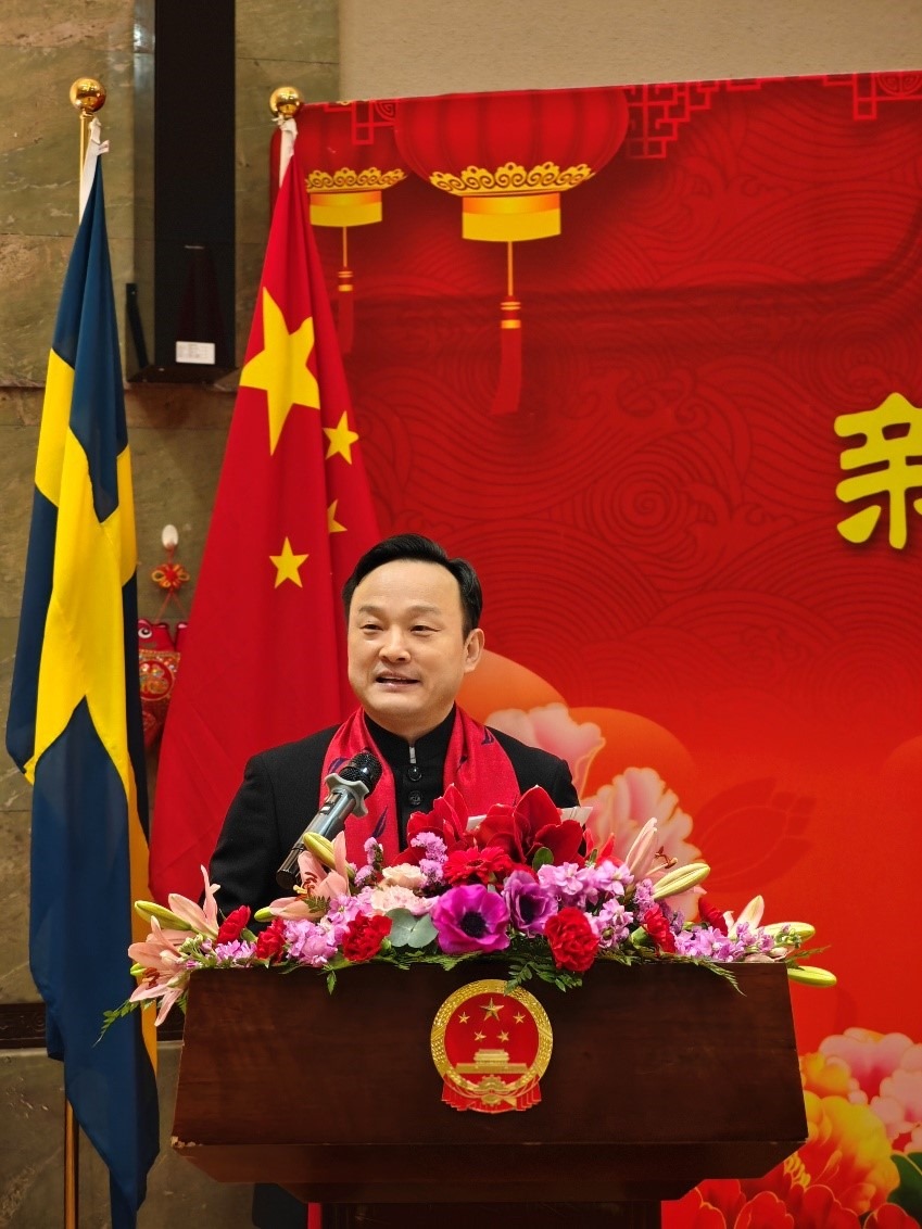 中國駐哥德堡總領(lǐng)事楊培棟致辭。中國駐哥德堡總領(lǐng)館供圖