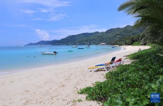 3月19日，游客在塞舌爾馬埃島海邊休閑。新華社記者 董江輝 攝