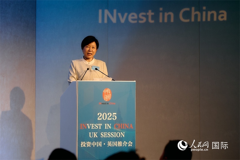 湖南省商務(wù)廳廳長龍小紅做商務(wù)工作情況推介。楊浩鵬攝。